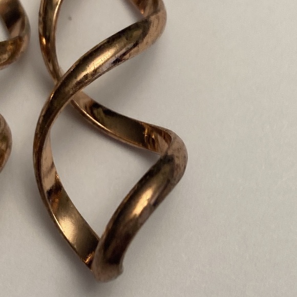 Twisted Swirl Copper Tone Drop Earrings - Picture 4 of 8